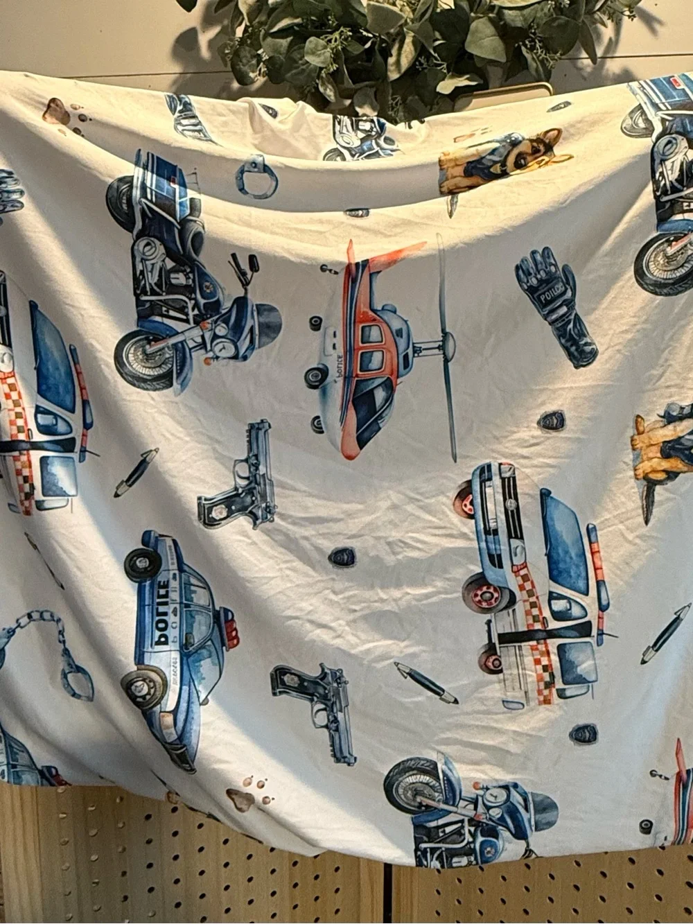 Kids Police Vehicle Crib sheet - Blue & White